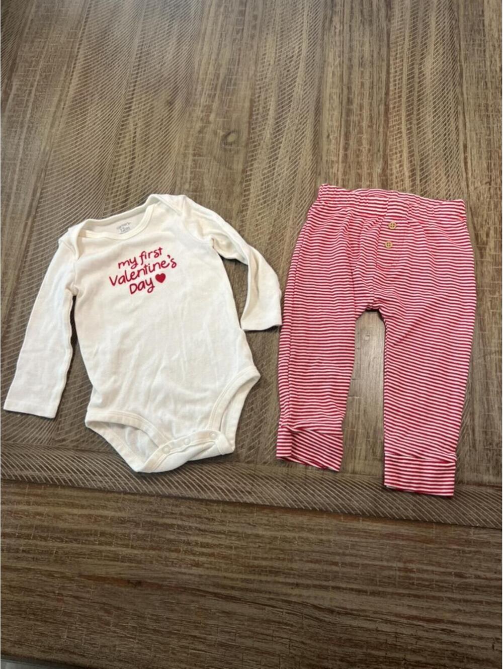 Baby Boy Carter's long sleeve bodysuit matching outfit set - 1st Valentine's Day